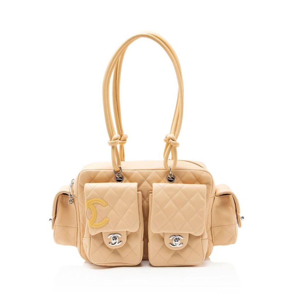 Chanel Vintage Lambskin Ligne Cambon Mini Reporter Satchel
